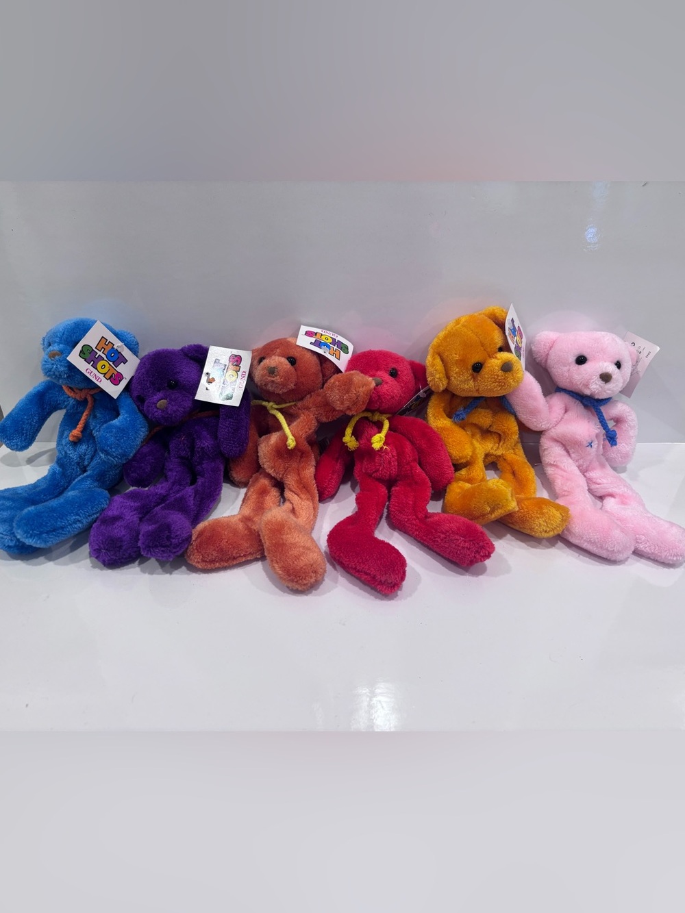 NEW NWT Gund Vintage Purple Bear HOTSHOTS Teddy Plush Stuffed Animal 11” set of2
